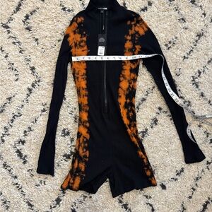 Woman Orange Tie Dye Romper Size M